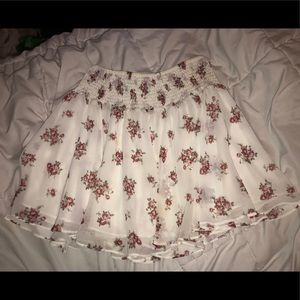 White floral mini skirt